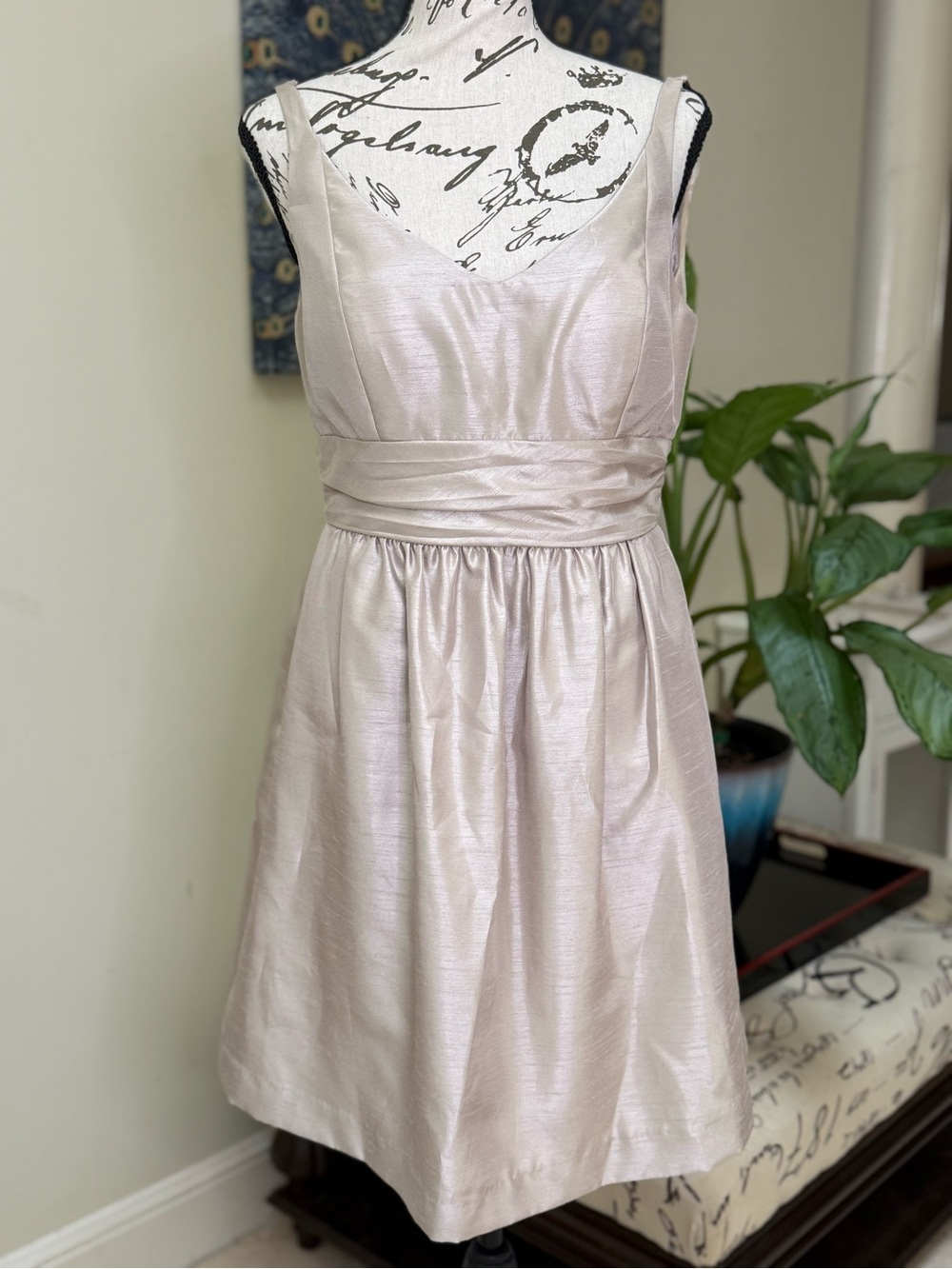 Jenny Yoo Collection Size 6 Silver Champagne Taupe Shantung Cocktail Dress